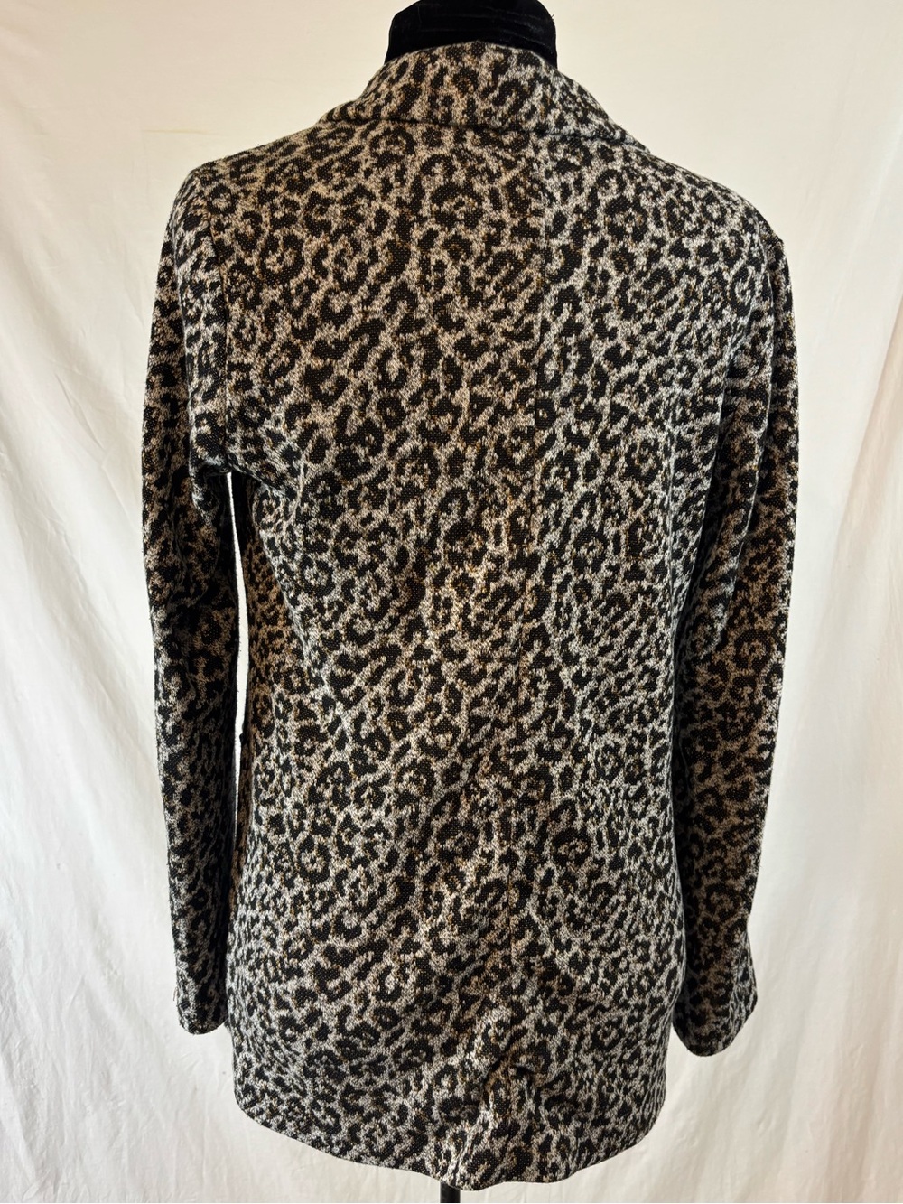Dex Leopard Print Open Front Knit Cardigan Cozycore Soft Pocket Sweater Small - Picture 3 of 10